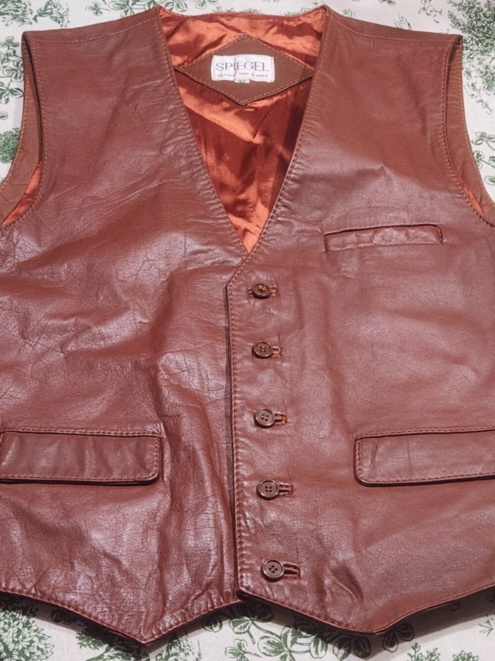 Vintage Spiegel Men's Leather Vest Size 42